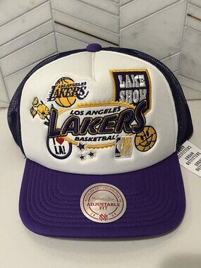 Mitchell & Ness Los Angeles Lakers Lake Show I Love LA Snapback Trucker Hat NEW